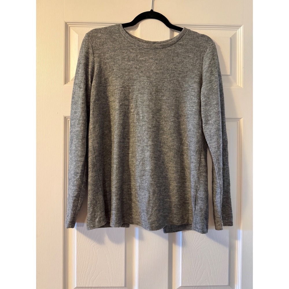 Amanda Blu Heather Gray Open Back Tie Long Sleeve Top Medium
